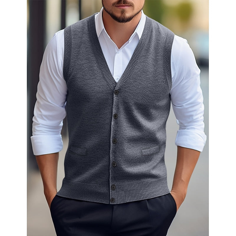 Leonard | Buttoned V-Neck Sweater Vest 6