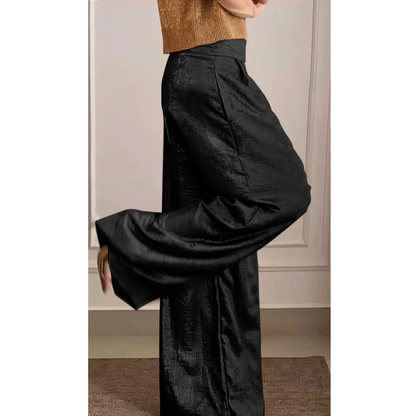 Women's Metallic Top and Wide-Leg Trousers Set