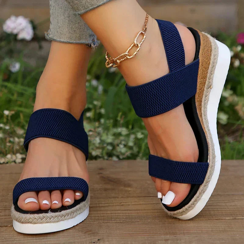 Women's Elastic Strap Woven Platform Sandals