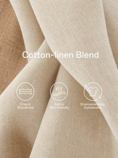 Women's Linen Mini Dress – Halter Neck, Cotton-Blend, Fitted Waist