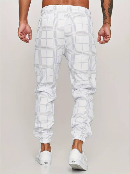 Men's Checked Joggers with Drawstring Waist