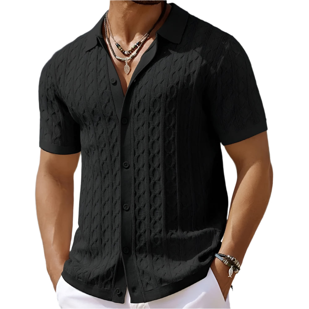 Marco | Men's Button-Down Textured Polo Shirt 1