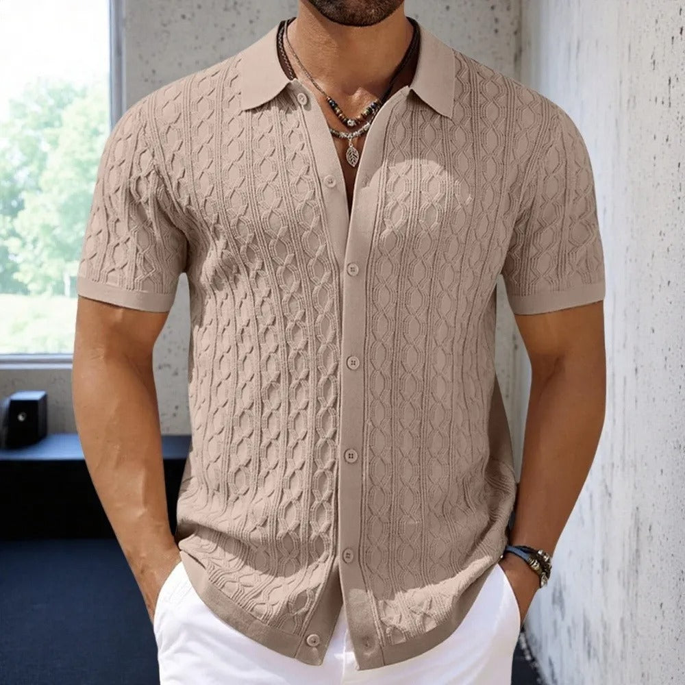 Marco | Men's Button-Down Textured Polo Shirt 3
