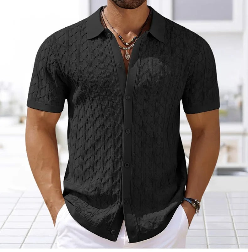 Marco | Men's Button-Down Textured Polo Shirt 6