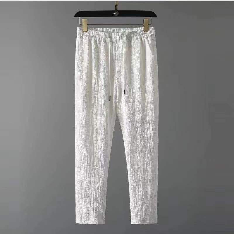 Men's Textured Short Sleeve Shirt and Trousers Set
