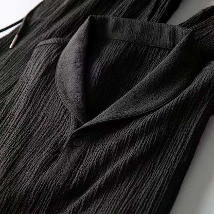 Men's Textured Short Sleeve Shirt and Trousers Set