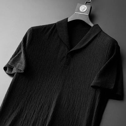 Men's Textured Short Sleeve Shirt and Trousers Set