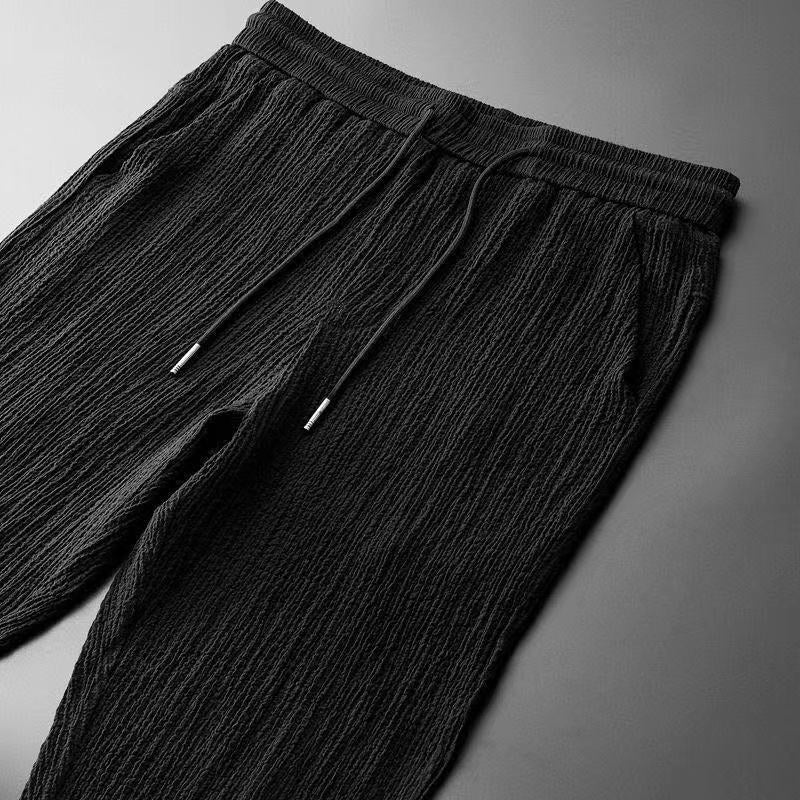 Men's Textured Short Sleeve Shirt and Trousers Set