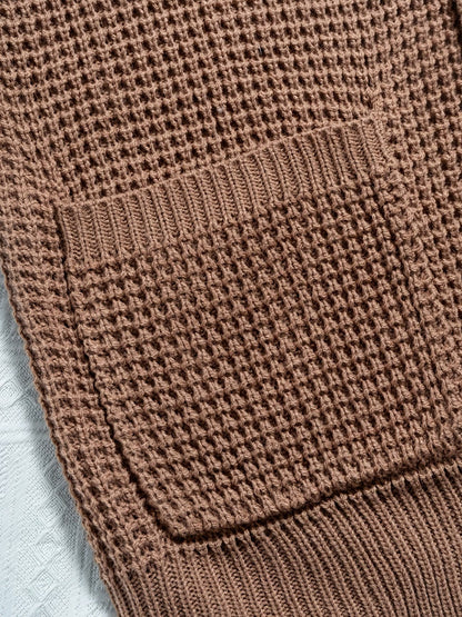 Men's cardigan with V-neck and waffle knit 3