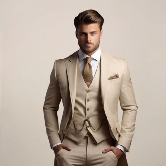 Men's three-piece suit with tailored fit – lightweight suit for weddings, business & formal occasions 0