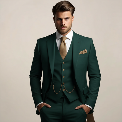 Men's three-piece suit with tailored fit – lightweight suit for weddings, business & formal occasions 4