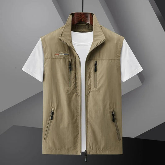 Men's vest with stand-up collar and several zippered pockets 0