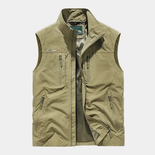 Men's vest with stand-up collar and zipper 0