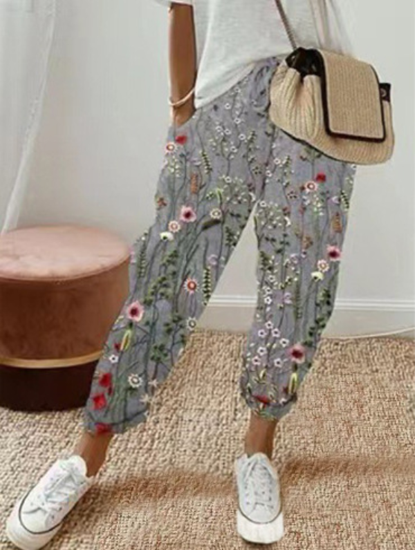 Women's Relaxed Linen Pants with Drawstring Waist