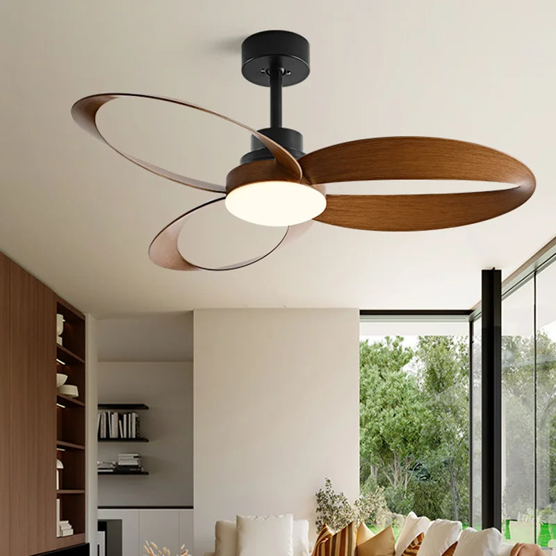 Modern ceiling fan – Wooden blades, dimmable LED lighting for the living room or bedroom 2