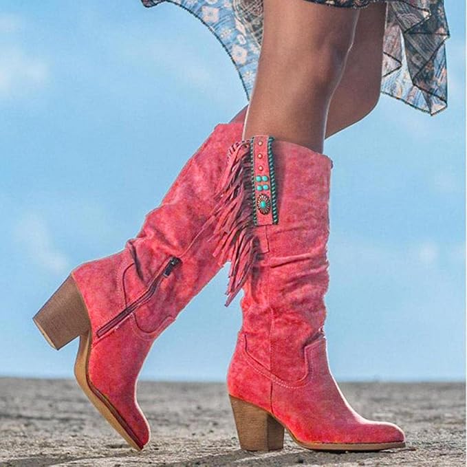 Women's Fringed Slouchy Western Mid-Calf Boots