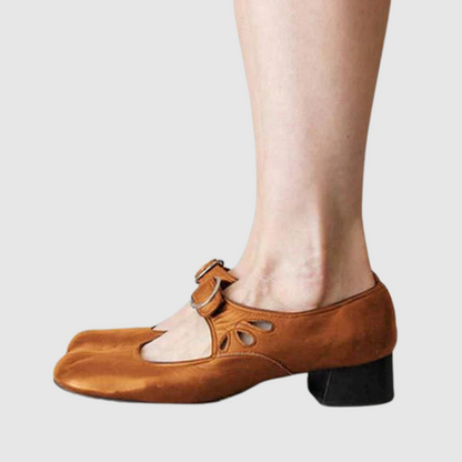 Women's Leather Mary Jane Shoes with Adjustable Strap