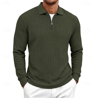 Rhett | Textured Quarter-Zip Polo Shirt 0