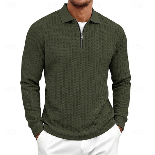 Rhett | Textured Quarter-Zip Polo Shirt 0