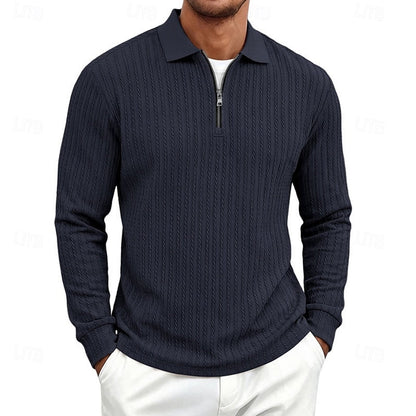 Rhett | Textured Quarter-Zip Polo Shirt 8