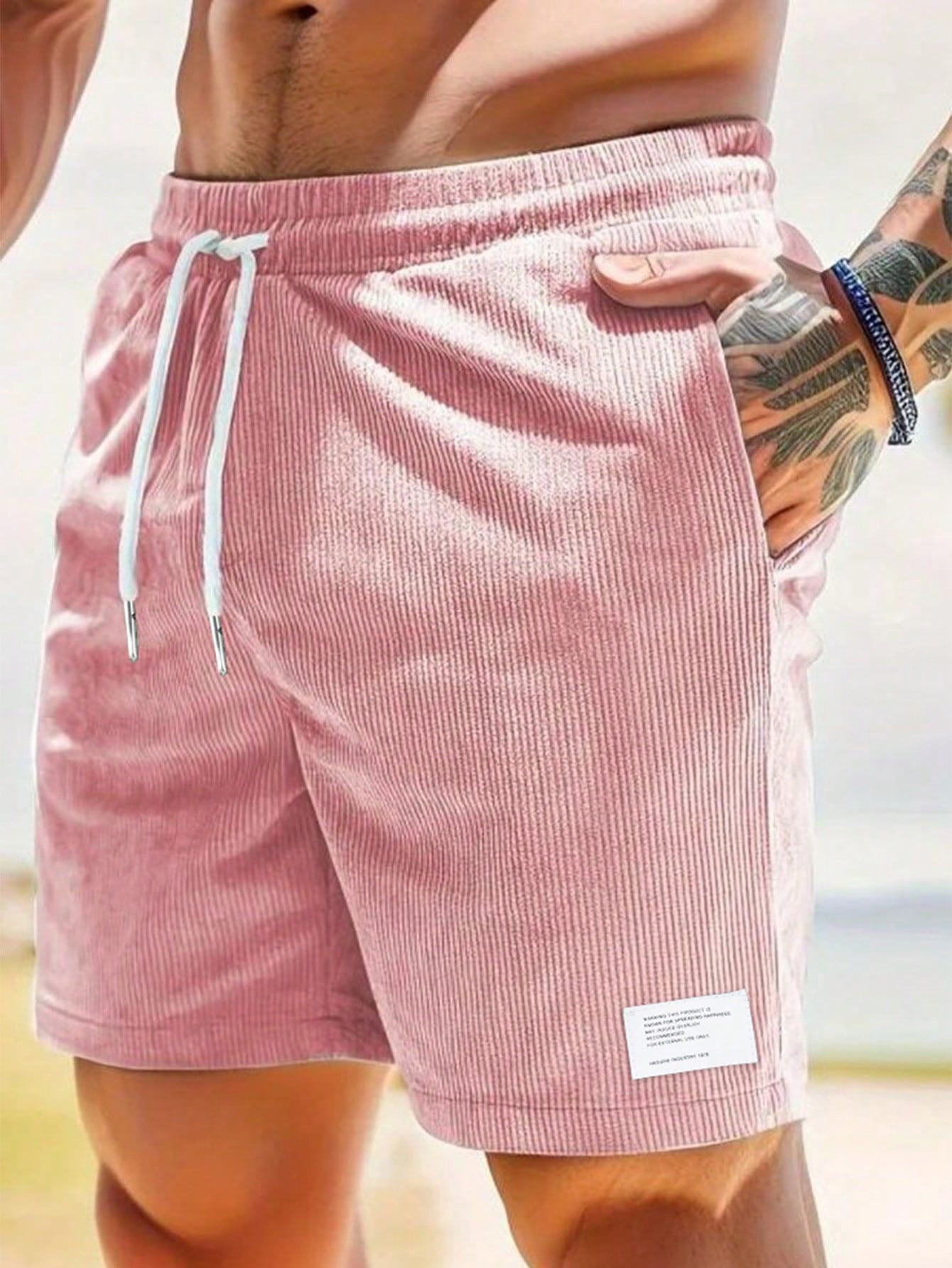 Ribbed Shorts with Drawstring for Men 10