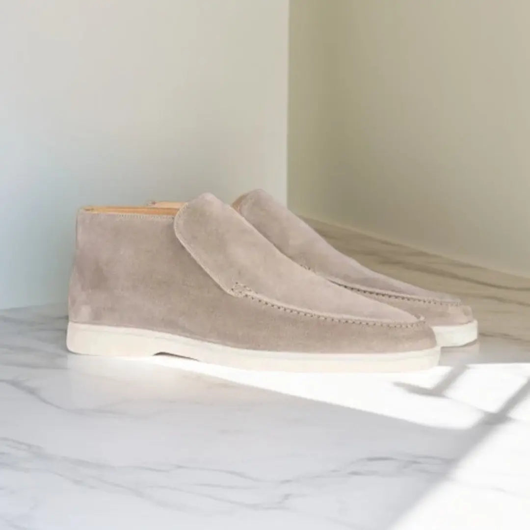 Men's Suede Slip-On Ankle Boots with Moc Toe