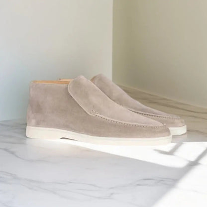 Men's Suede Slip-On Ankle Boots with Moc Toe