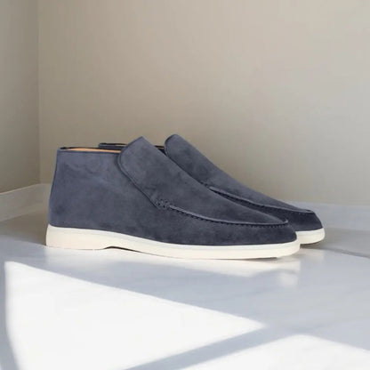 Men's Suede Slip-On Ankle Boots with Moc Toe