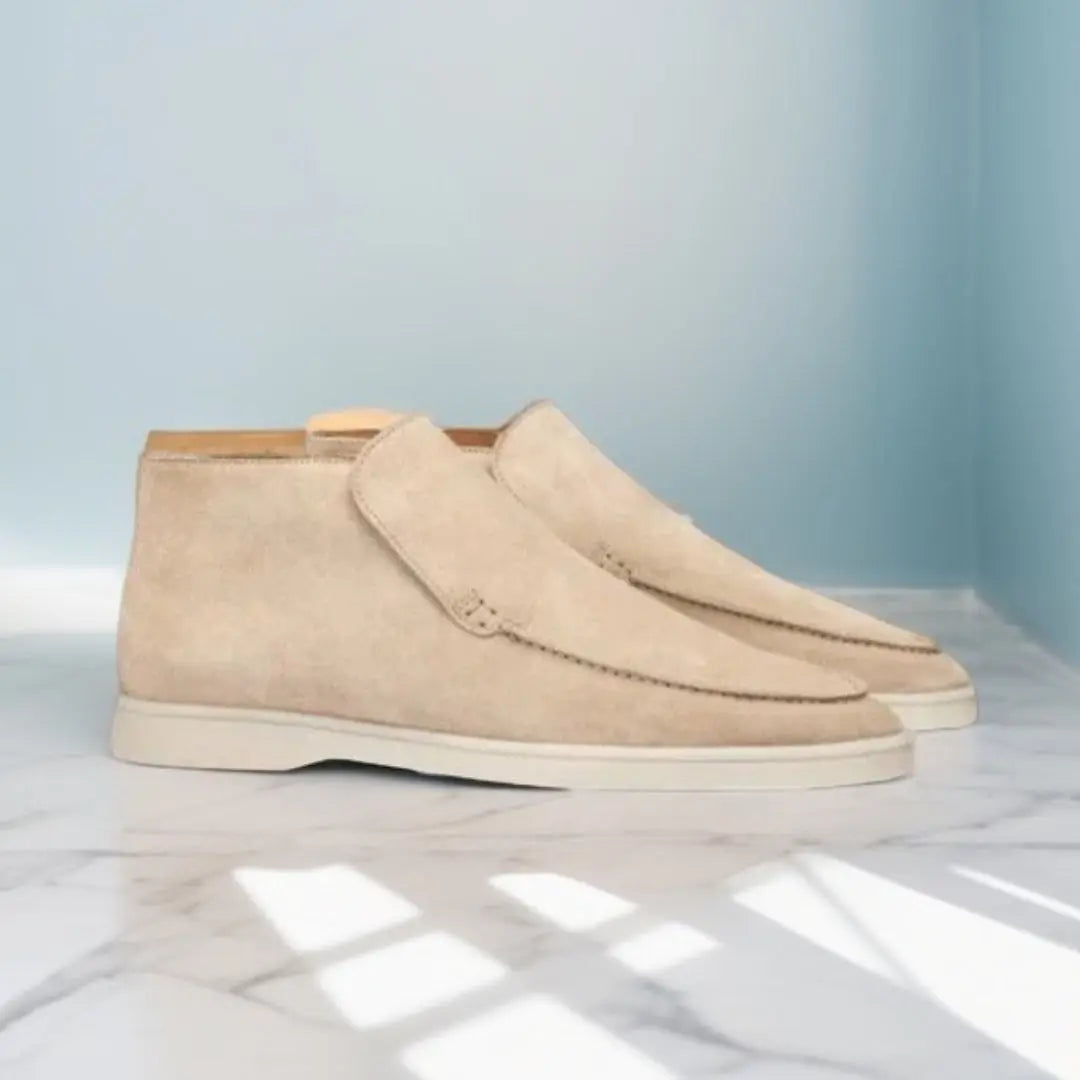 Men's Suede Slip-On Ankle Boots with Moc Toe