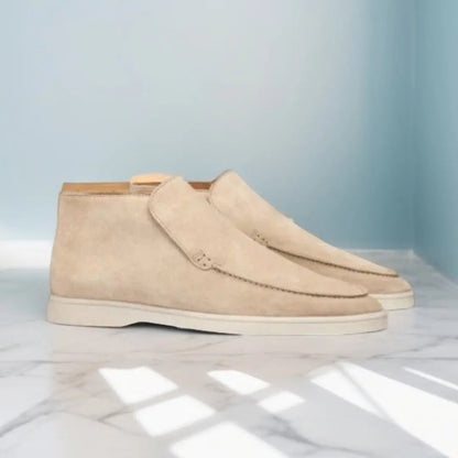 Men's Suede Slip-On Ankle Boots with Moc Toe