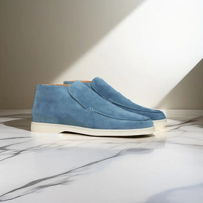 Men's Suede Slip-On Ankle Boots with Moc Toe
