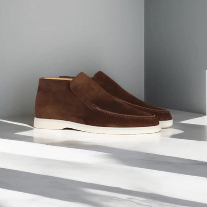 Men's Suede Slip-On Ankle Boots with Moc Toe