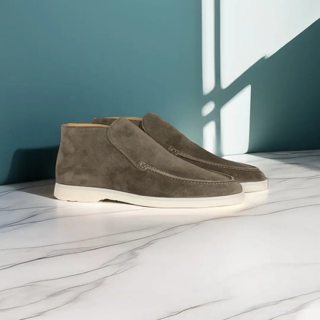 Men's Suede Slip-On Ankle Boots with Moc Toe