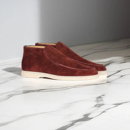 Men's Suede Slip-On Ankle Boots with Moc Toe
