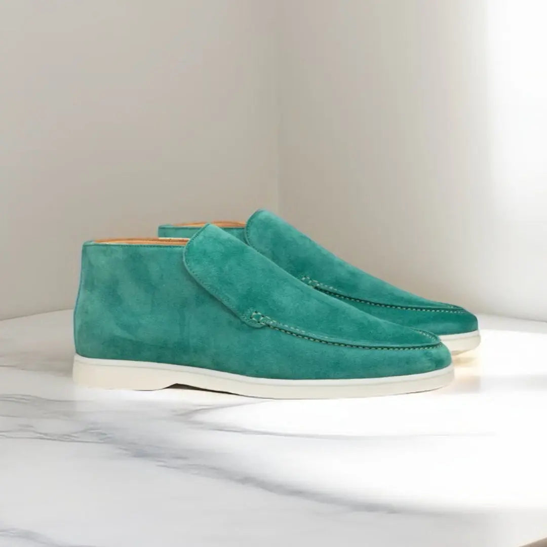 Men's Suede Slip-On Ankle Boots with Moc Toe