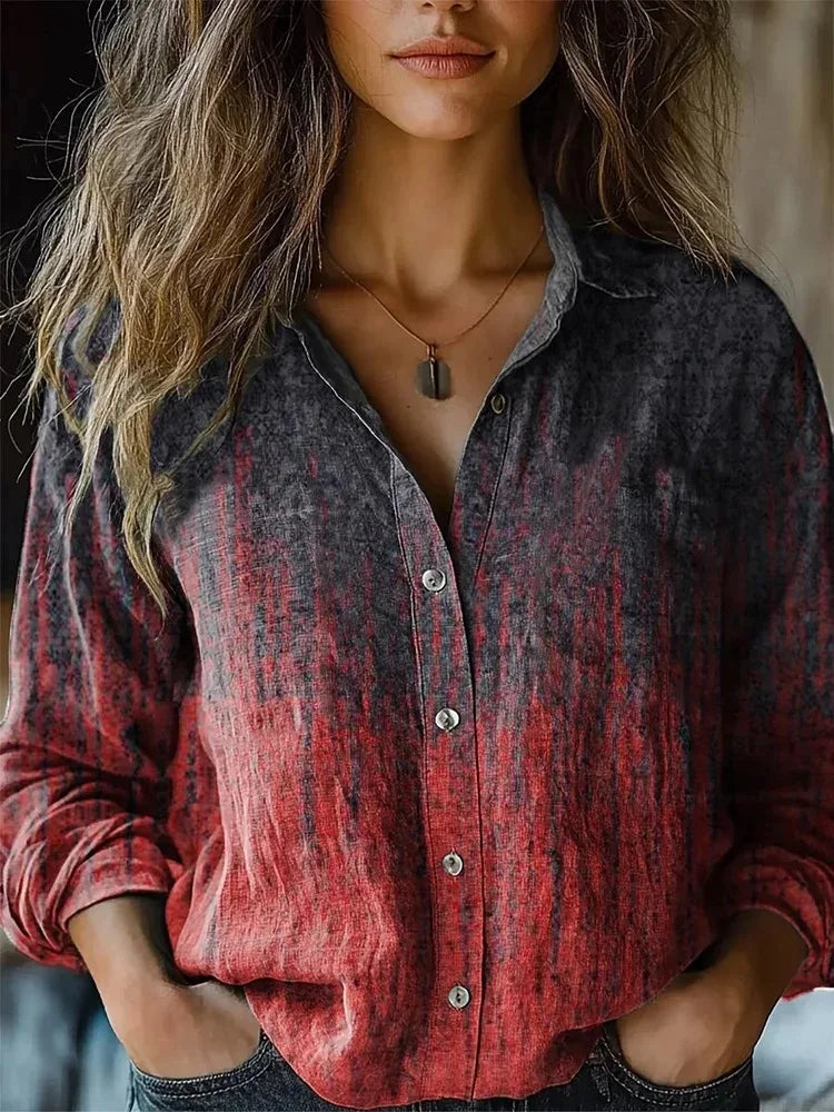 Women's Floral Print Long Sleeve Button-Up Shirt