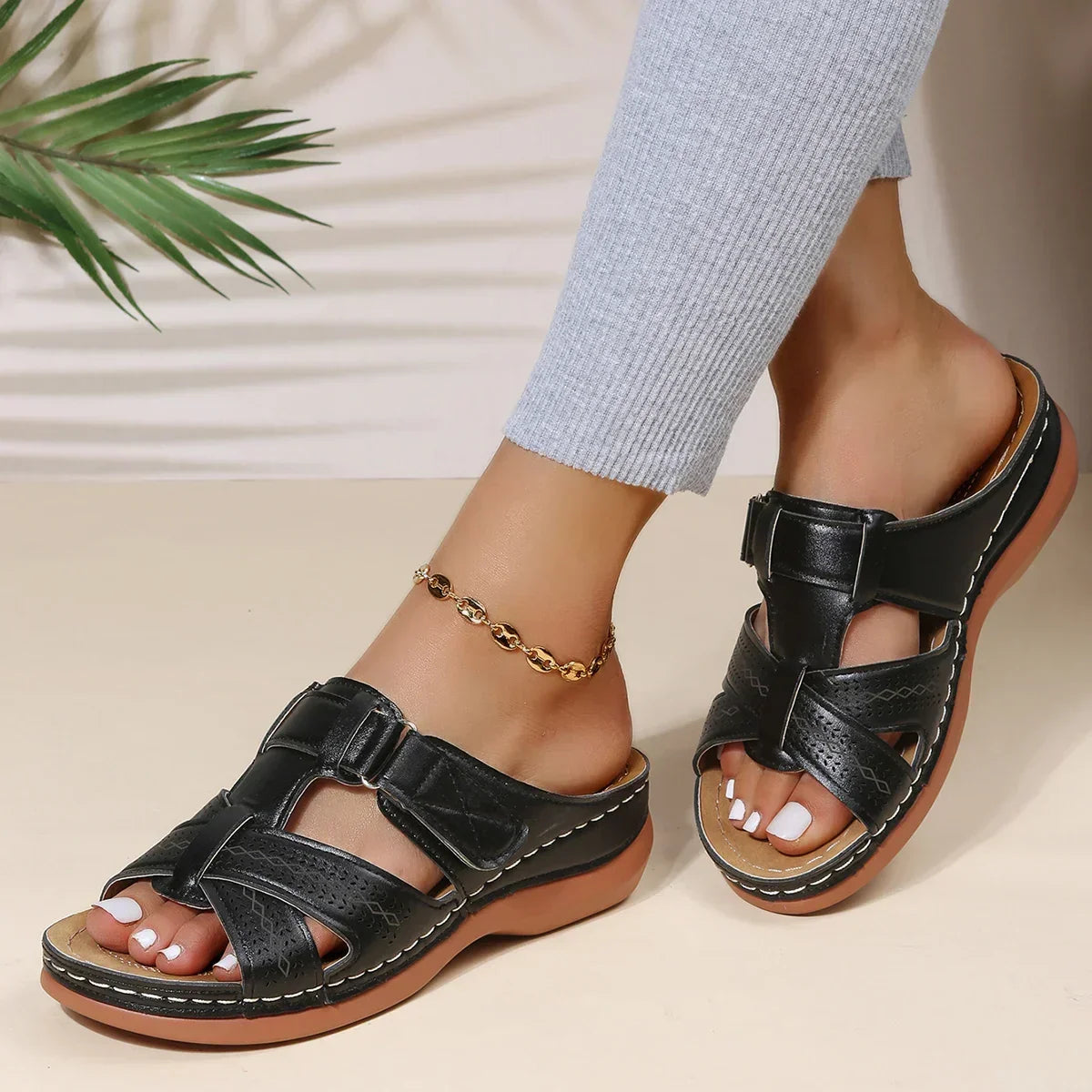 Women's Wedge Sandals with Adjustable Straps