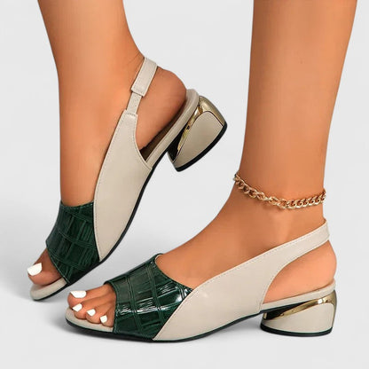 Women's Low Heel Slingbacks – Croc Detail, Open Toe
