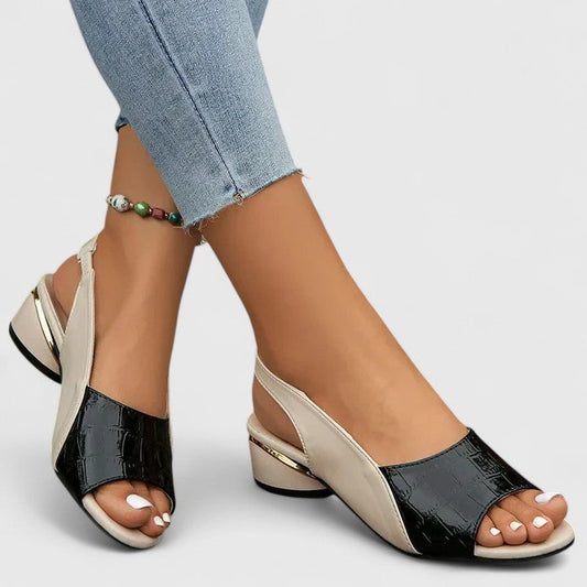 Women's Low Heel Slingbacks – Croc Detail, Open Toe