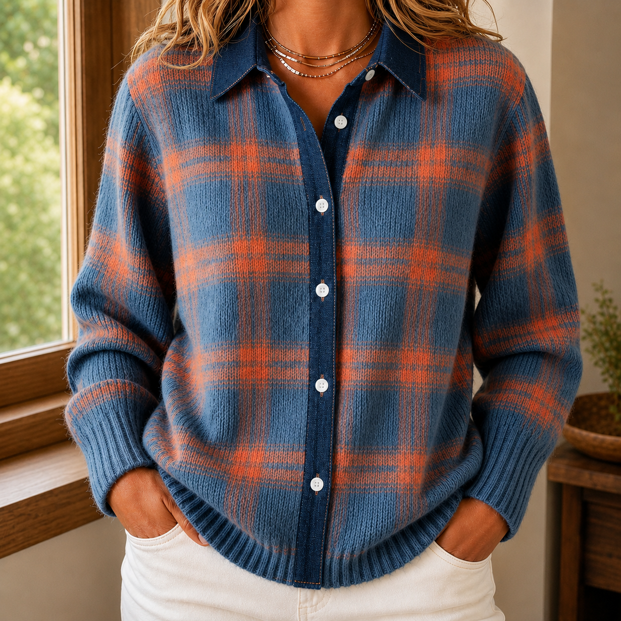 Sabina Plaid Sweater 0