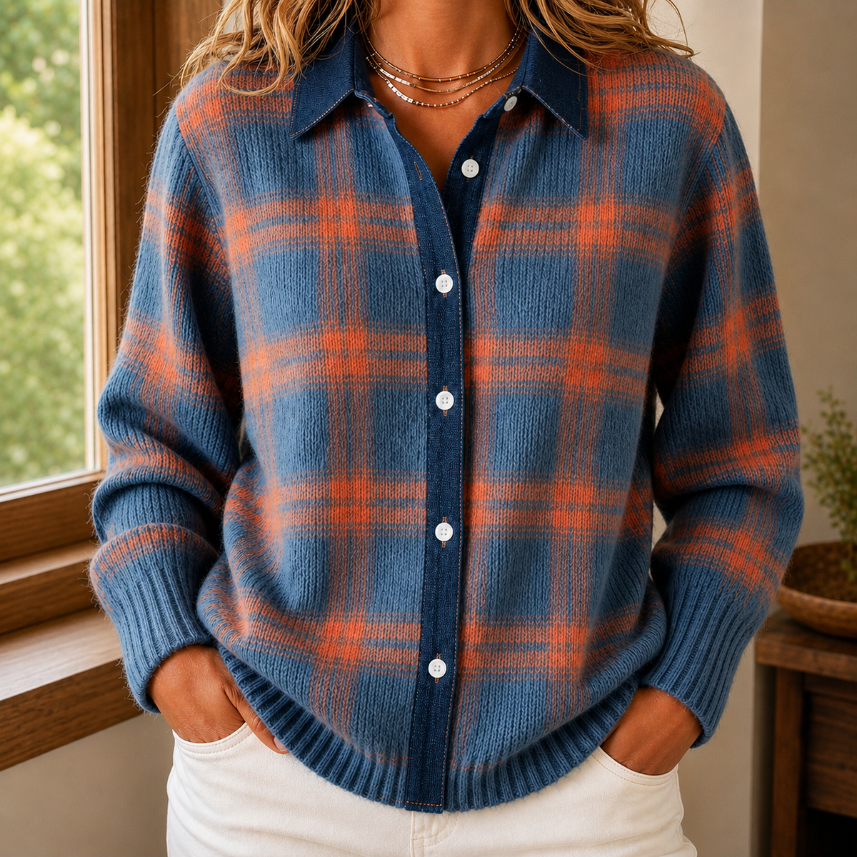 Sabina Plaid Sweater 0