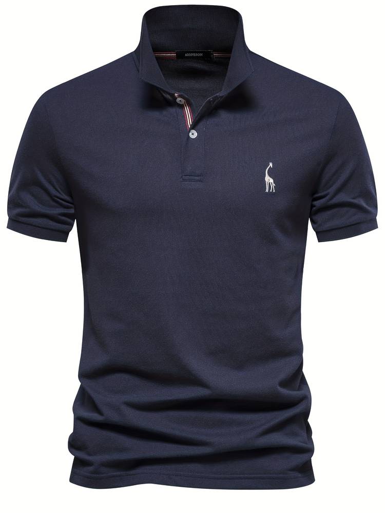 Men's Short Sleeve Polo Shirt with Contrast Placket