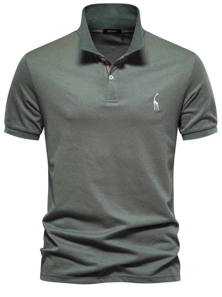 Men's Short Sleeve Polo Shirt with Contrast Placket