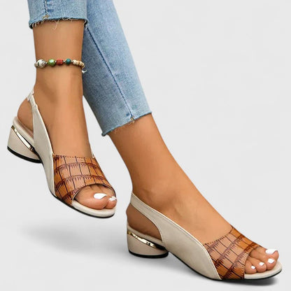 Women's Low Heel Slingbacks – Croc Detail, Open Toe