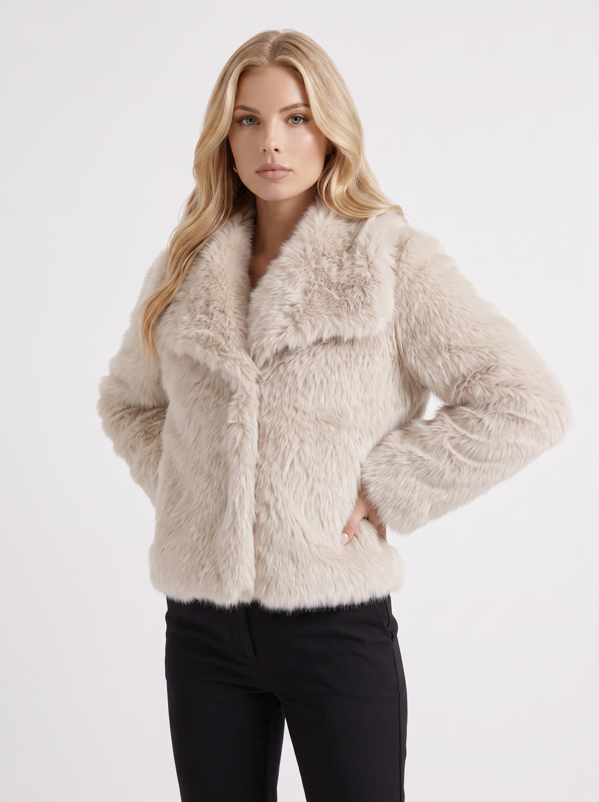 Talia Shaggy Jacket - Off White 2