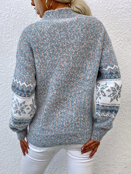 Tamsin | Cozy Snowflake Mock-Neck Sweater 1