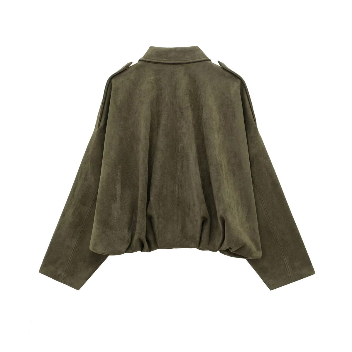 Women's Oversized Faux Suede Jacket with Collar