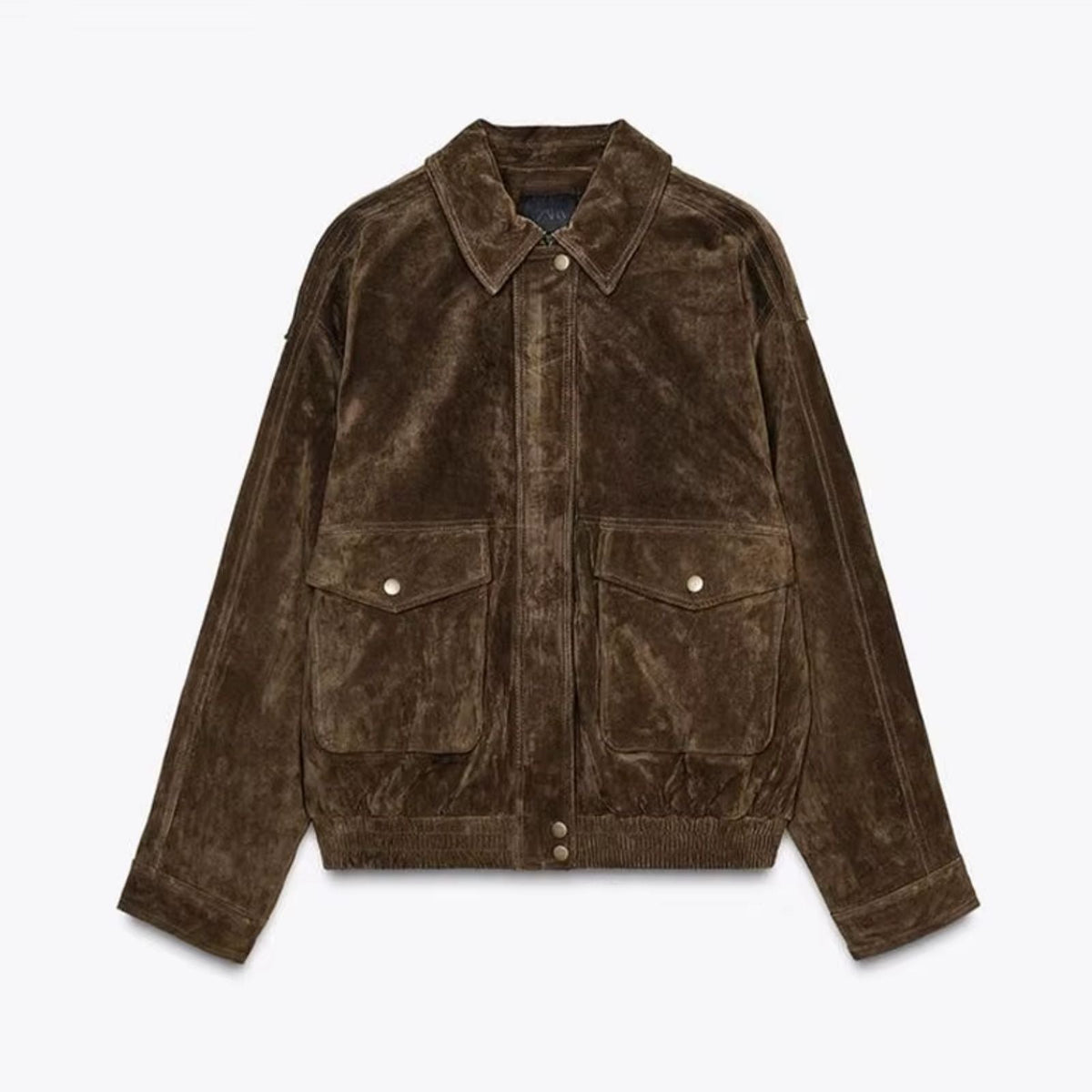 Women's Oversized Faux Suede Jacket with Collar
