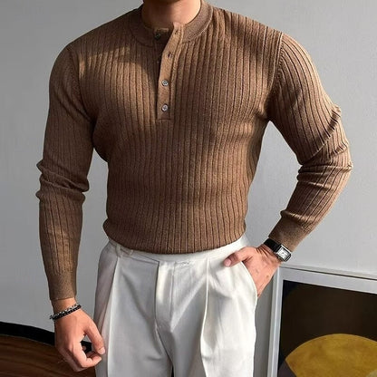 Theo | Ribbed Henley Sweater 0