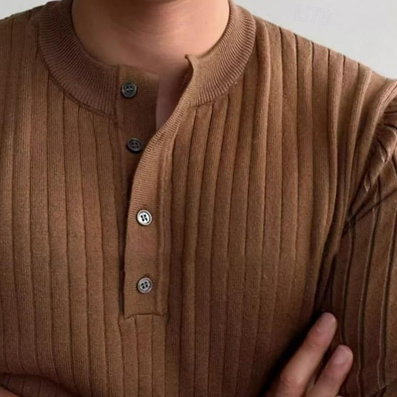 Theo | Ribbed Henley Sweater 5
